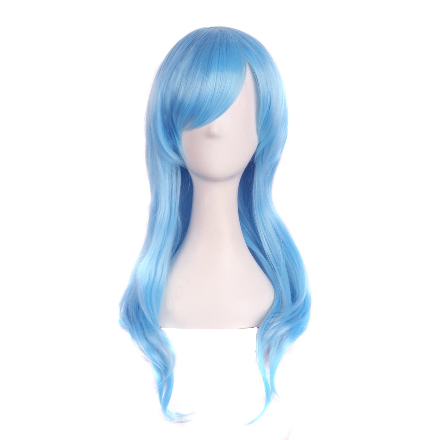 MapofBeauty 28"" 70cm Long Curly Hair Ends Costume 28 inch (Pack of 1), Azure