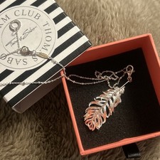 New Genuine Thomas Sabo Ostrich Feather Pendant & TS 43cm Fancy Bead Chain Boxed