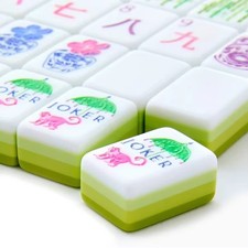 American Mahjong Set 160 Avocado Green 4-Layer Acrylic Tiles, US Stock