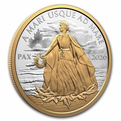 2026 Canada 5 oz Silver $50 Yellow Gold Peace Dollar Proof (UHR