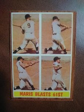 1962 Topps Roger Maris Blasts 61st #313 EX-EXMT? No Creases or Wrinkles.