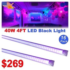16 Pack UV Light Bar 4FT 40W Linkable BlackLight Fixture for DJ Party Club D cor