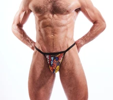 N2N Bodywear Men's Mesh X Sheer Swim THONG M Tagger Graffiti NWT