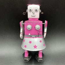 Vintage Venus Robot Ms 461 Pink Windup Tin Toy *Missing Key To Wind Up*