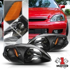 Black Housing Headlight Amber Corner Turn Signal Reflector For 99-00 Honda Civic