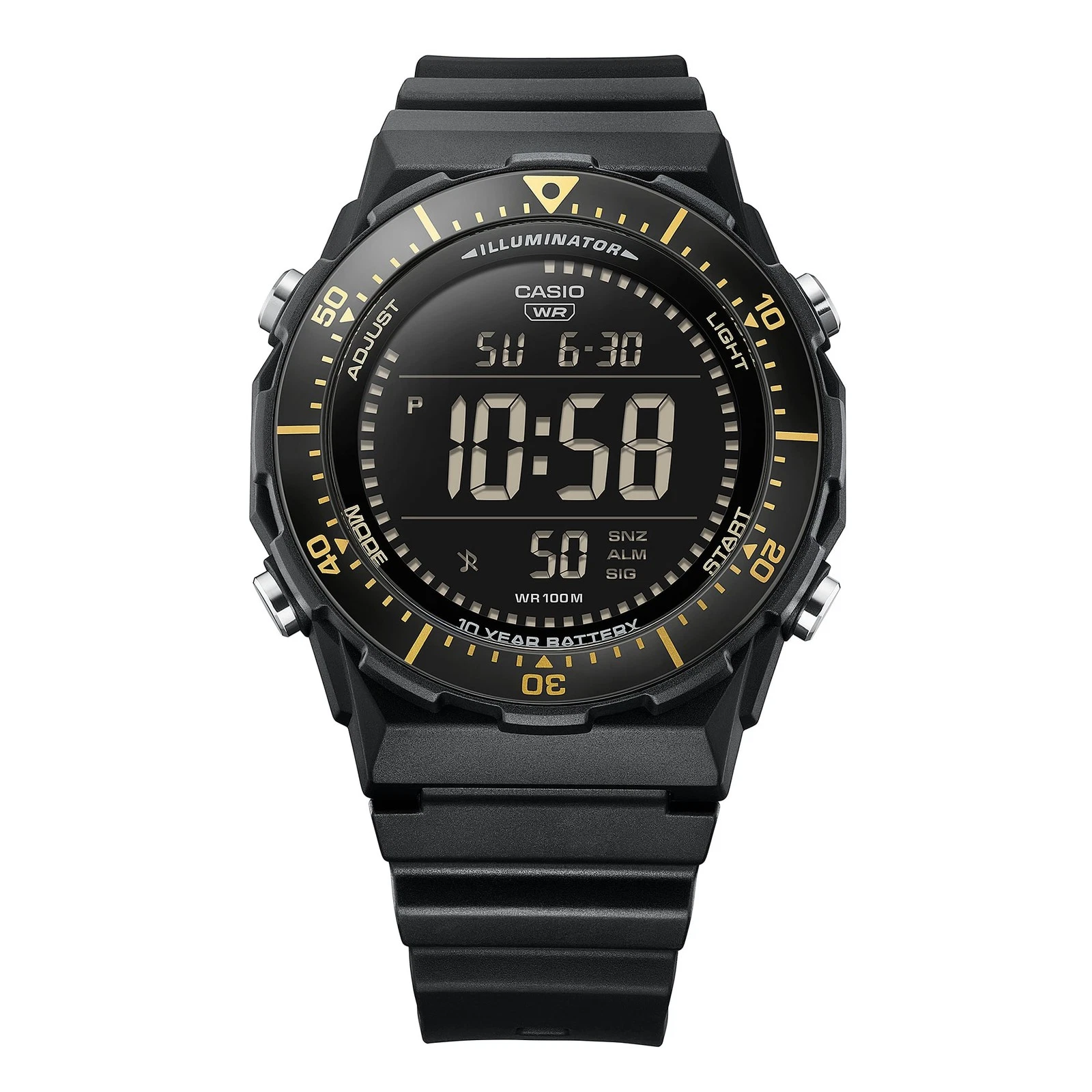 CASIO Mens Wristwatch AE-1700H-1BV Silicone Black Chrono Timer