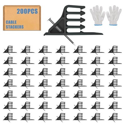Cable Stackers 200Pcs, Cable Stapler Clips with Steel Nails, Multi-Purpose El...