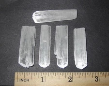 5 RARE NATURAL ROUGH 1.5"-1.7" SCOLECITE CRYSTAL POINT TIPS INDIA ~ 20.2grams *5