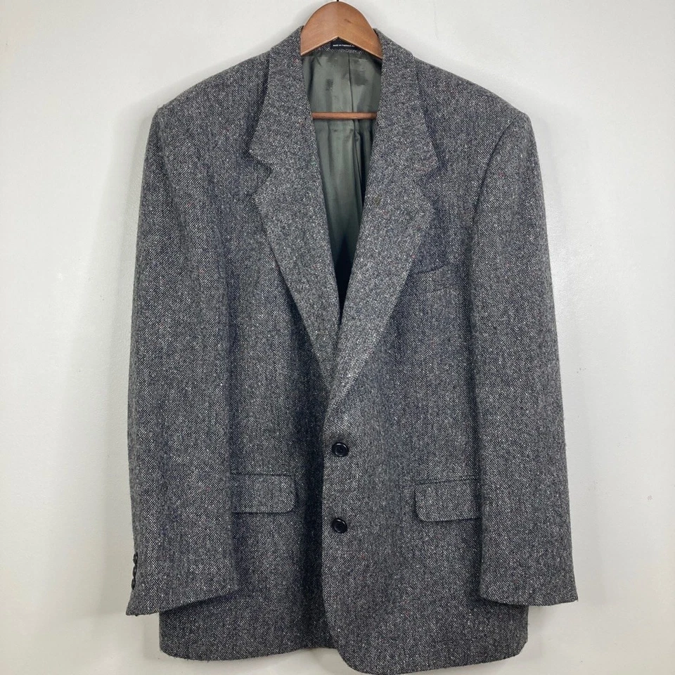 Vintage Donegal Tweed Sport Coat Mens 46R Grey Red Green Fleck Made in Canada Foto 2 de 4