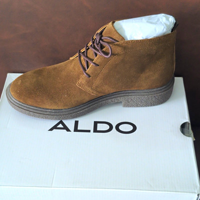 ALDO Men's Brown Suede Bootie Ankle Boots Lace-Up Round Toe US 7.5 D