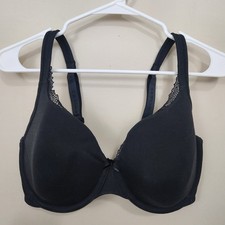 Lane Bryant CACIQUE Lightly Lined T-Shirt Bra Lace Trim Cups Black SZ 36F Basic