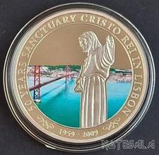 COOK ISLANDS 5 DOLLARS 2009 CRISTO REY Lisbon SILVER COIN *SCARCE* only 1000 pcs