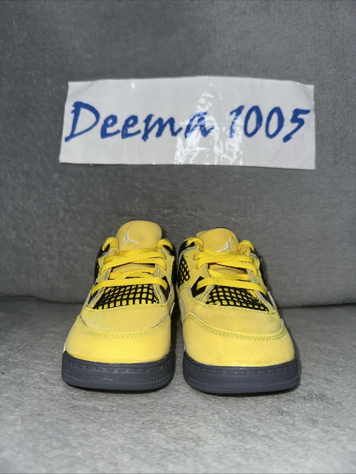 Малыш Air Jordan 4 ретро Athletic туфли «Молния» BQ7670 700 - размер 8C - Изображение 4 из 4