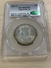 1952 D Franklin Half Dollar Graded CACG MS64 FBL 90% Silver 50 Cent Toned Coin