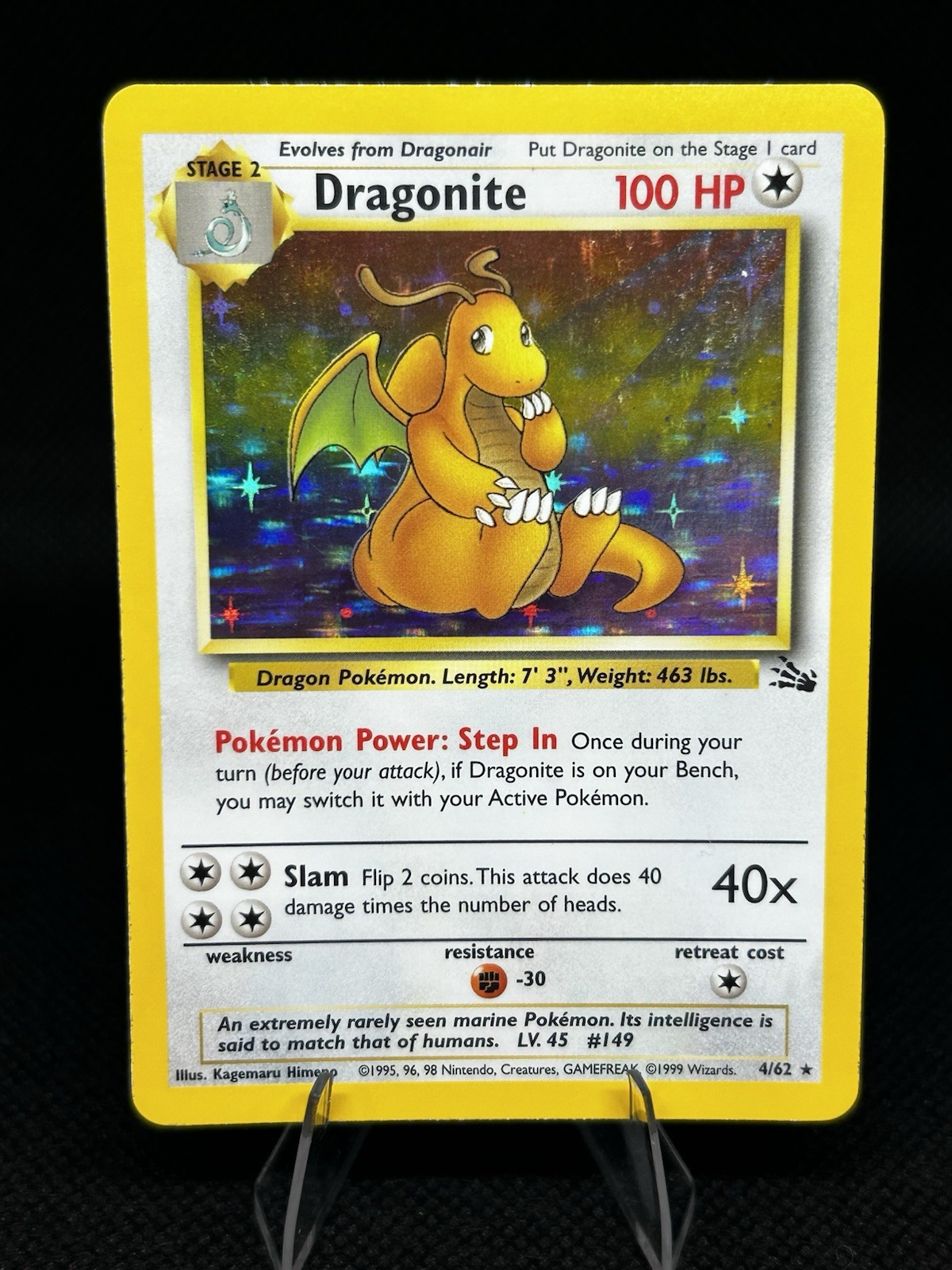 Pokemon TCG Dragonite 4/62 Fossil Holo Rare Light Play English