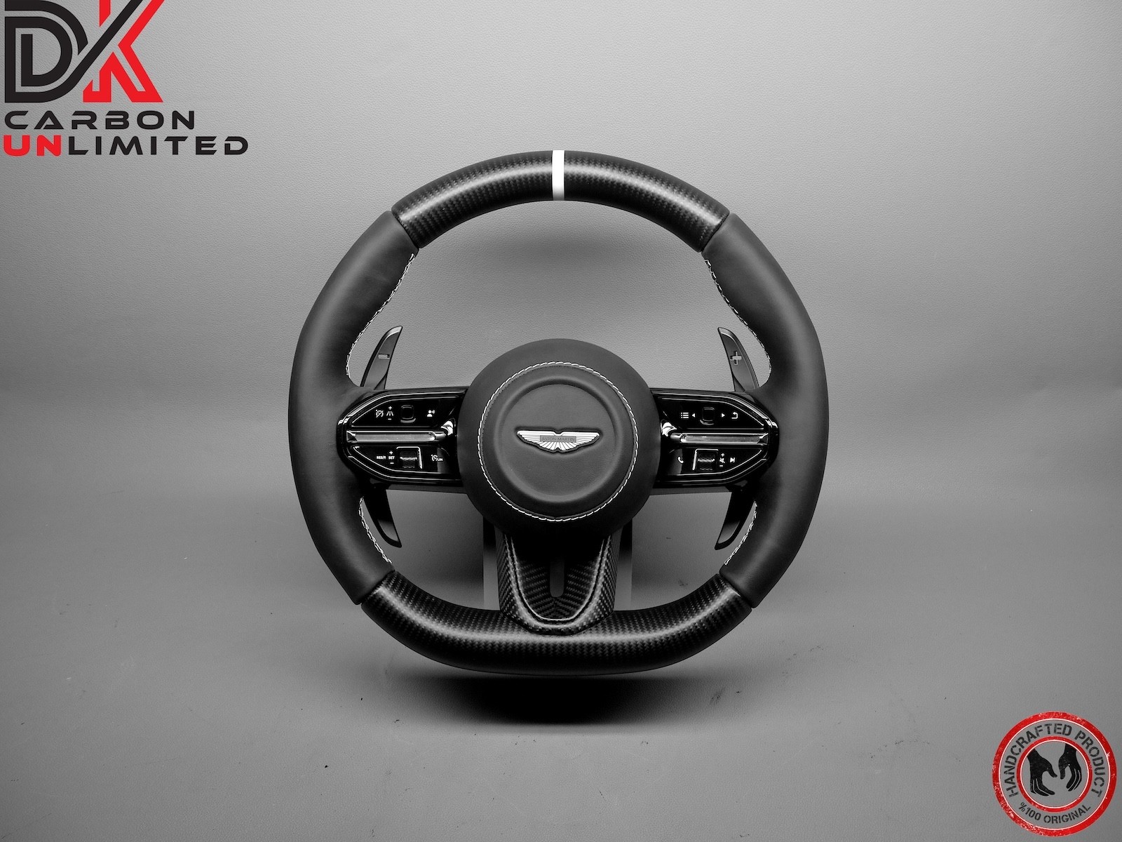 Aston Martin 2025 Vantage White Heated Touch Sensor Matte Carbon Steering Wheel
