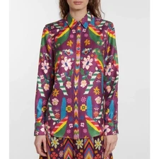 Gabriela Hearst Henri Paradiso Print Multicolor Long Sleeve Top Size 38 NWT