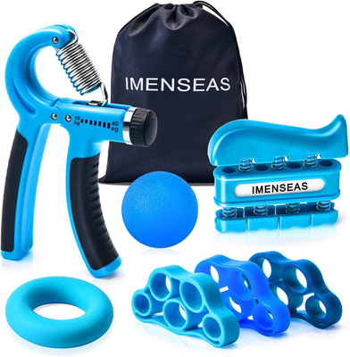 Set de 7 Entrenadores de Mano Ajustables Fortalecedor Dedos Anillos y Pelota