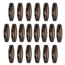 20pcs Wooden Toggle Buttons 35mm 2-Hole Wood Olive Sewing Button, Dark Brown