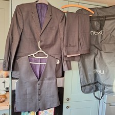 Next Mens Dark Grey  Wool Blend 3 Piece Suit Chest 42 Waist 34 Leg 32, wedding 