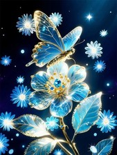 Crystal Butterfly Diamond Art Kits for Adults,DIY Butterfly and Flower Diamond P