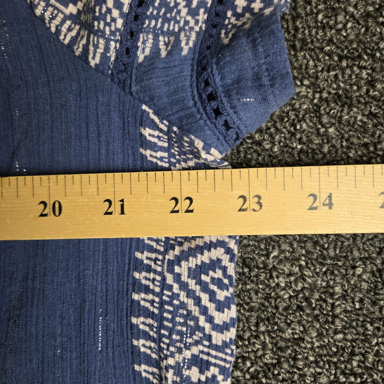 Lucky Brand Top Womens 1X Blue Stripe Gauzy Cotton Glitter Tunic Beachy