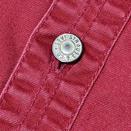 90's Levis Shirt Men M Red Jean Denim Button Up Down Grunge Western Cowboy - Picture 4 of 8