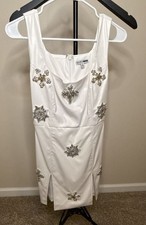 Fashion Nova White Faux Leather Embellished Mini Dress Size S
