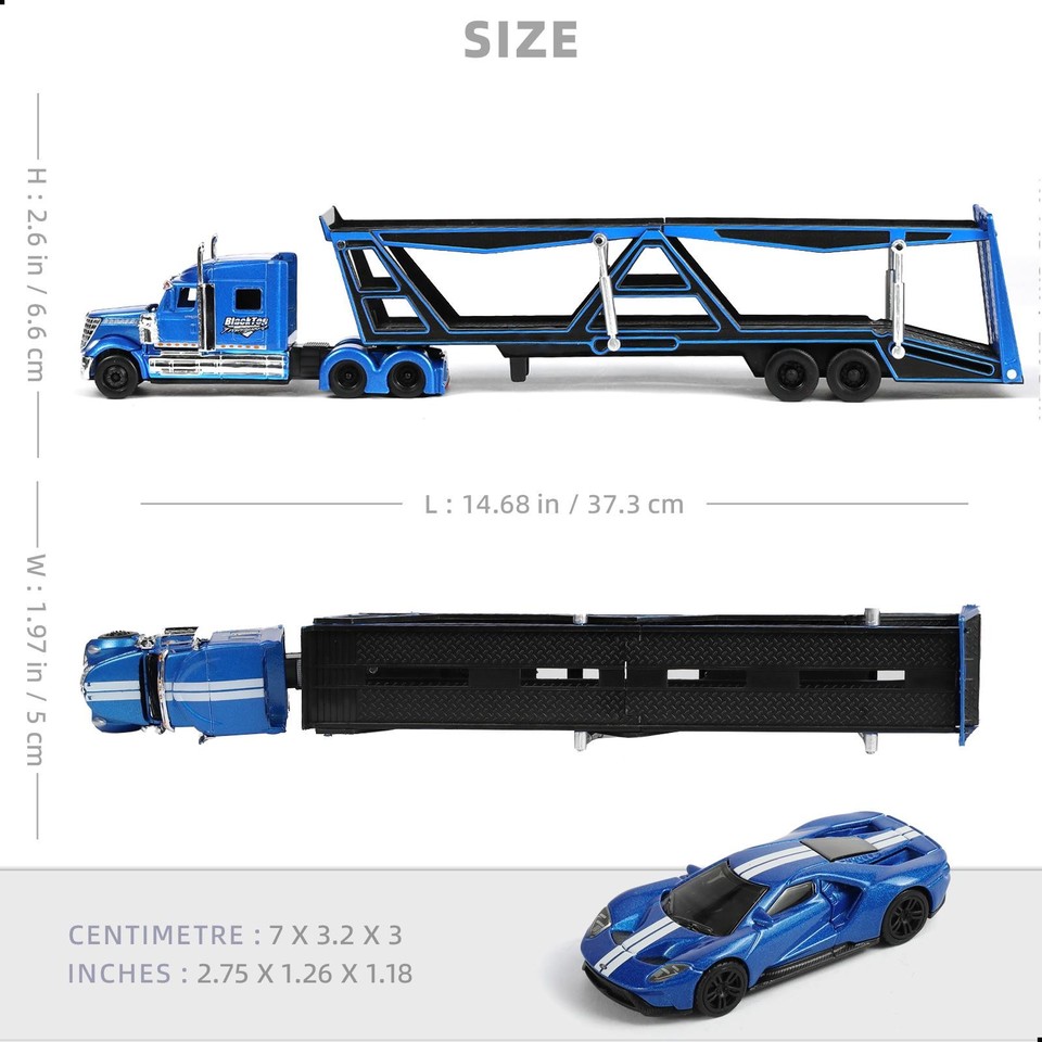 1/65 Scale Auto Transport Semi Truck with Car Carrier Trailer and ...