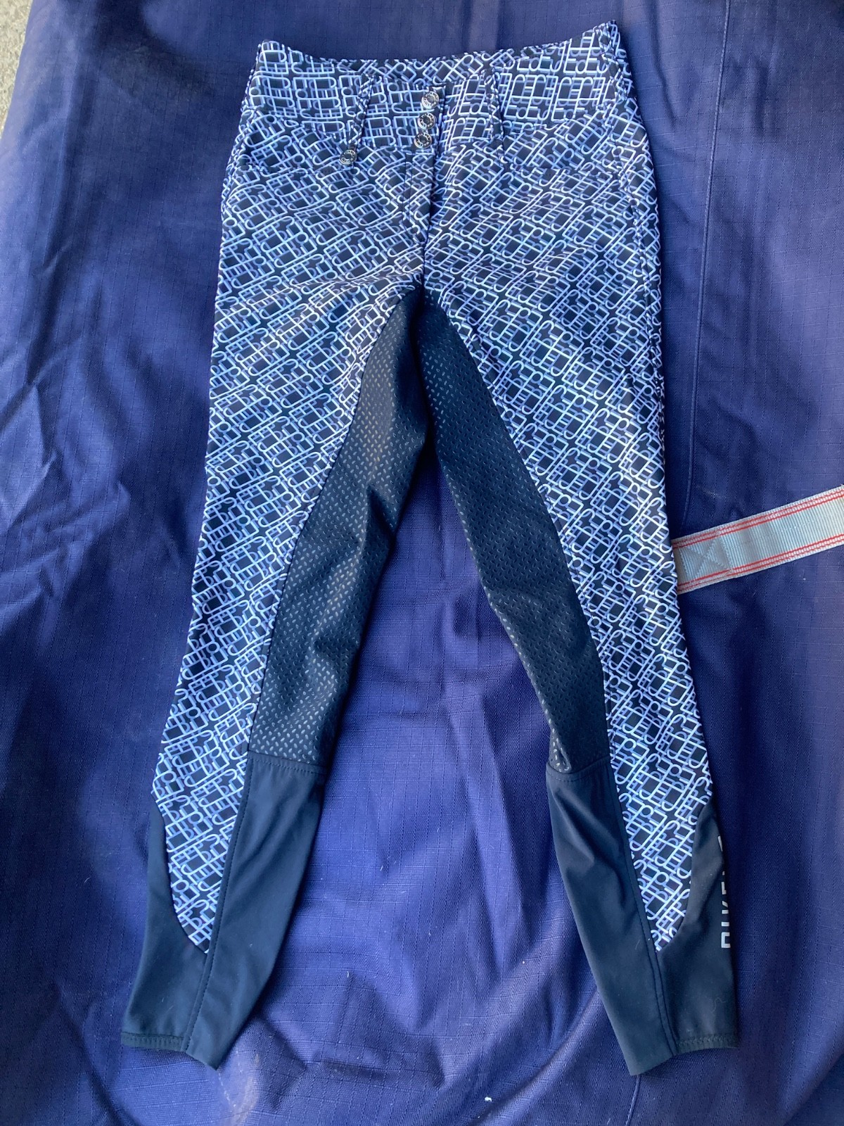 Pikeur Candela Print Size 26 Full Seat Silicone Breeches Blue Grey White Konig