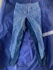 Pikeur Candela Print Size 26 Full Seat Silicone Breeches Blue Grey White Konig