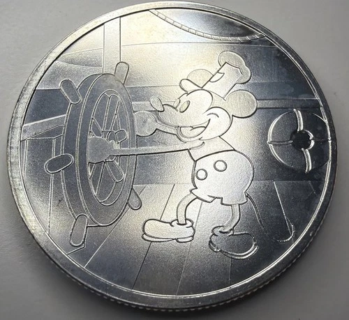 Mickey Steamboat Willie Silver One Ounce Round E48