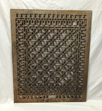 Antique 24x30 Gothic Cold Air Return Heat Cast Iron Grate Grill VTG Old 1270-25B