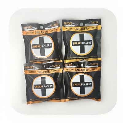 SneakERASERS  Instant Sole and Sneaker Cleaner, Premium Pre-Moistened - LOT OF 4