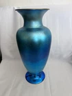 Large Antique Steuben Blue Aurene Glass Vase #3285 Great Condition