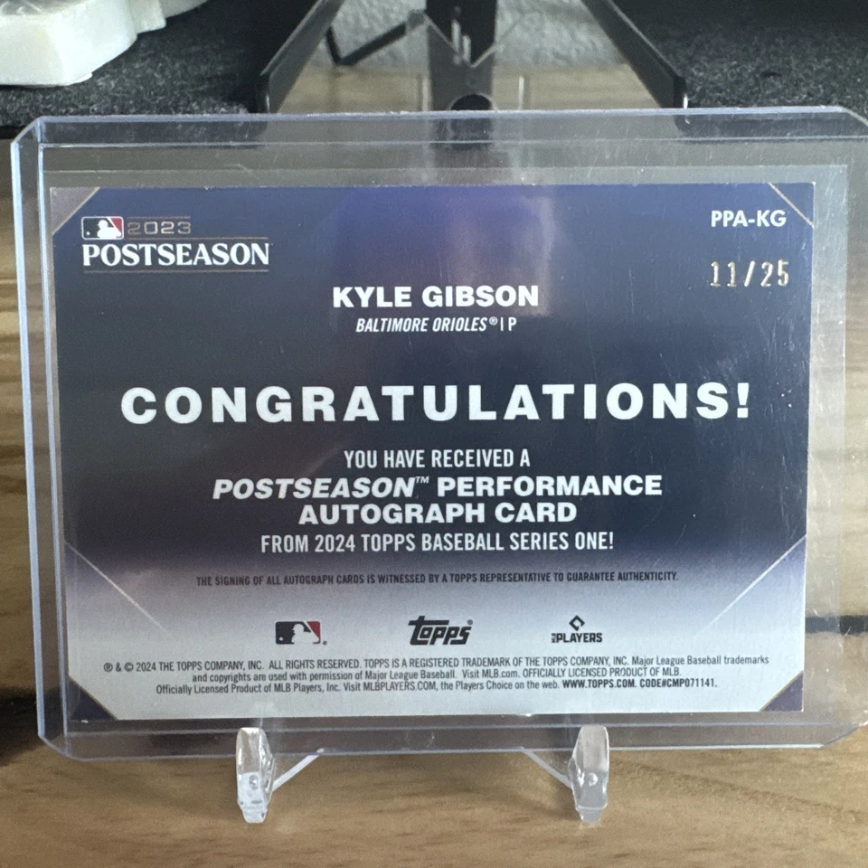 2024 Topps Serie 1 Kyle Gibson Postemporada Rendimiento Automático Dorado SP/25 Orioles Foto 2 de 2