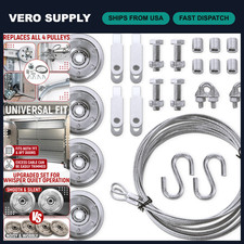 Garage Door Pulley  Cable Kit - 4 Pulleys, 2 Steel Cables, Low Noise, Fits 7/8