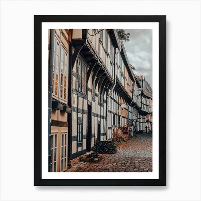 Altdeutsches Fachwerkhaus 01 gerahmtes Wandbild Poster Leinwanddruck Bild