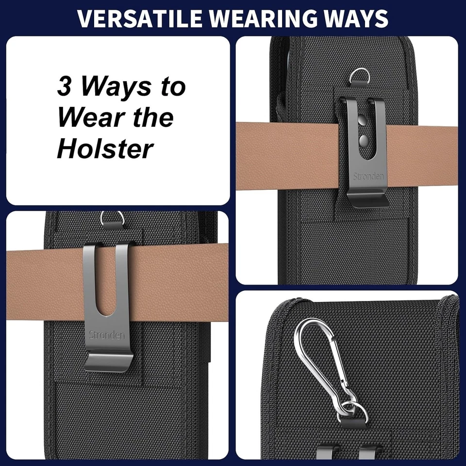 Heavy Duty Holster for iPhone 17 Pro Max,16 Plus, 16 Max, 15 Large, Black  - Image 4 of 4