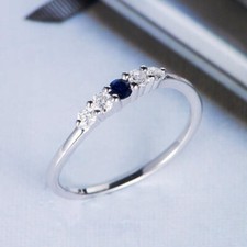 Dainty 0.4Ct Blue Round Cut CZ 5-Stone Minimalistic Promise Ring In 925 Silver