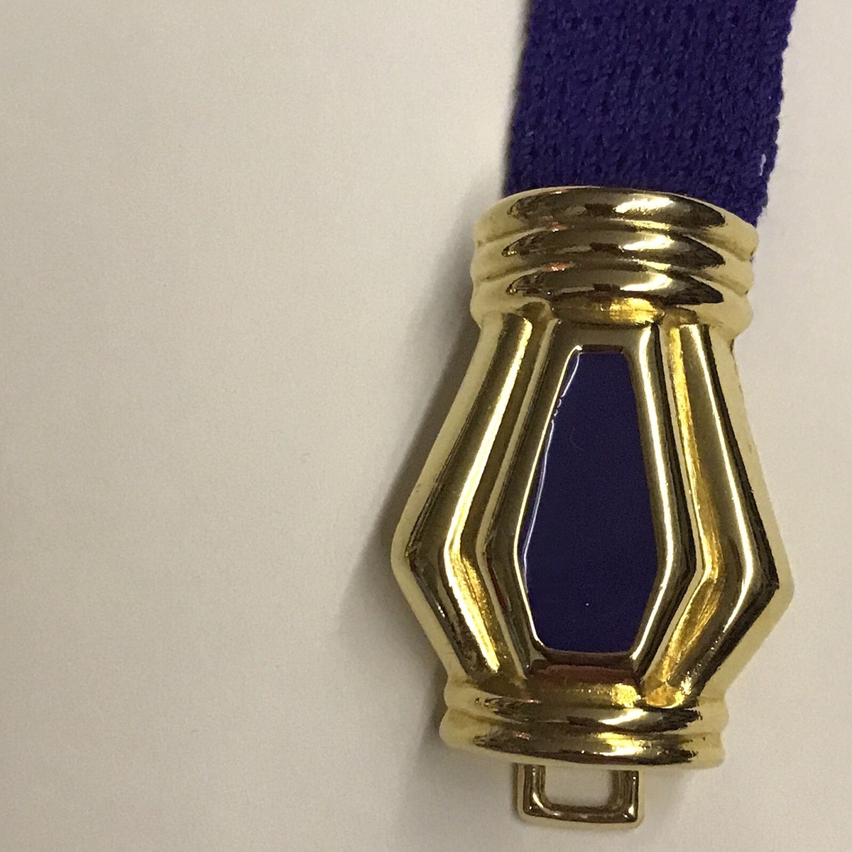 Designer Purple Knit Belt Gold Color Enamel on Both Parts of Buckle 31 7/8” Long Purple Knit Enamel Designer Belt Gold Color Buckle 31 7/8  main image 2