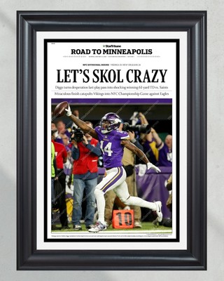 2018 Minnesota Vikings FC Divional Round ''LET'S SKOL CRAZY' Framed Newspaper