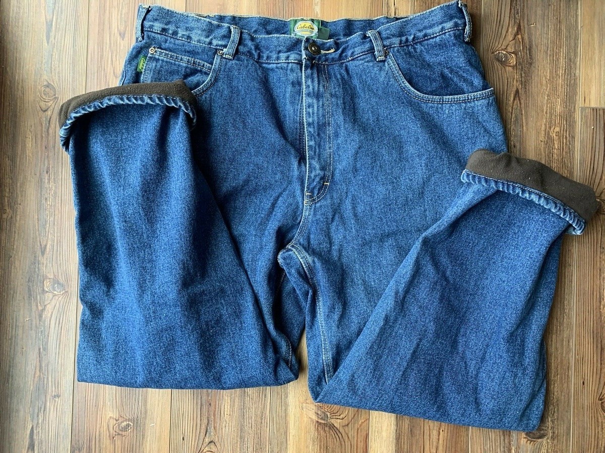 Cabelas Fleece Lined Winter Blue Jeans Mens 40 x 30