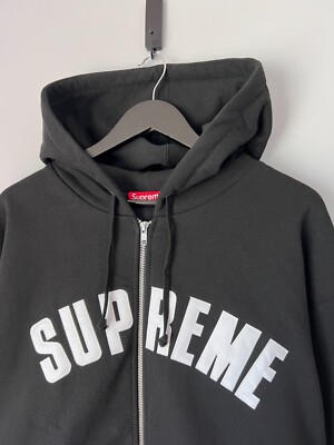 Supreme Arc Logo Thermal Lined Zip Hoodie - Size XL - Black