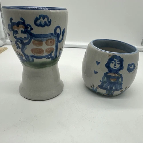 M A Hadley Two Pieces Egg Cup And Farmers Daughter Cup