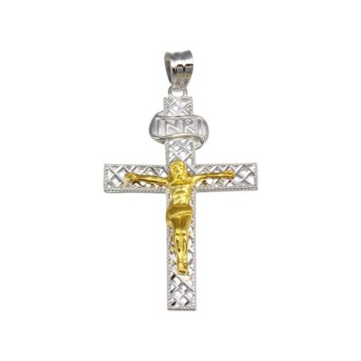 Sterling Silver Crucifix Cross Two Tone Pendant | eBay
