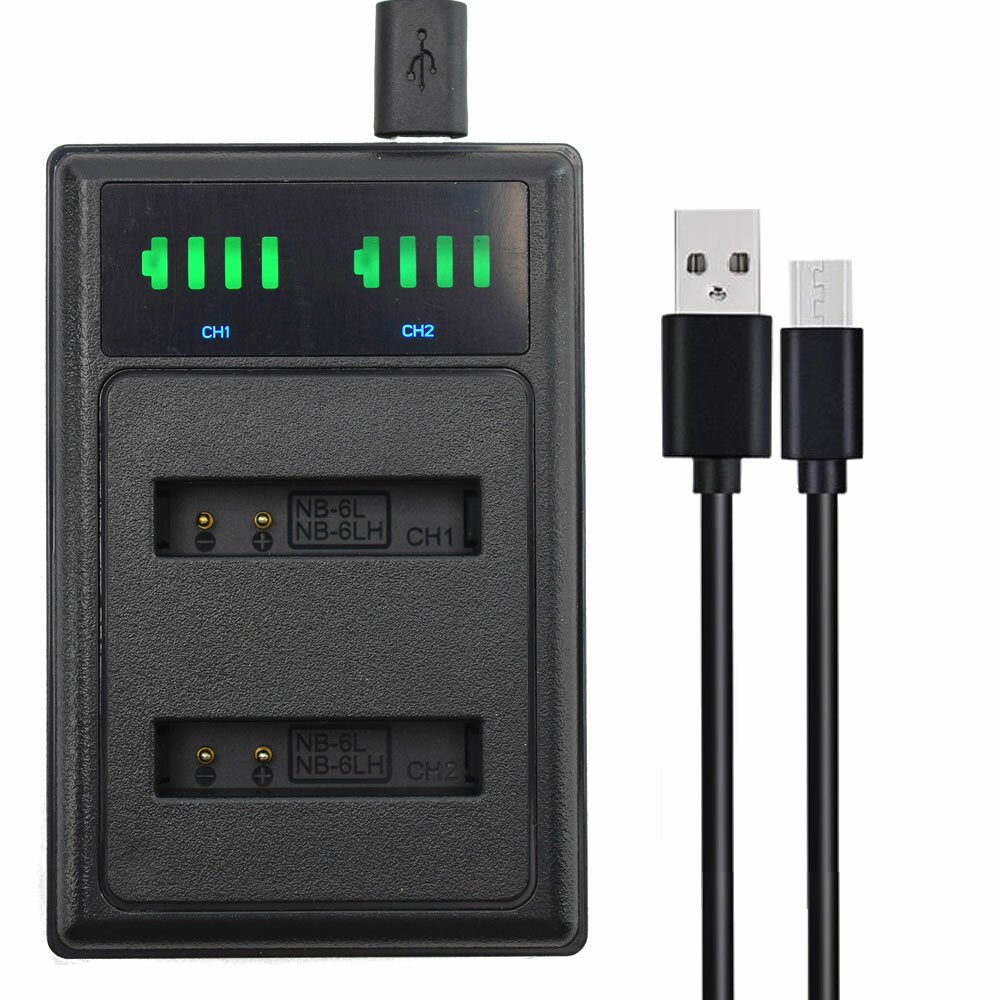 NB6L Battery DUAL USB Charger for Canon PowerShot SX260 HS SX710 HS