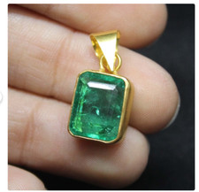 Natural Emerald Pendant May Birthstone Pendant Necklace 925 Sterling Silver