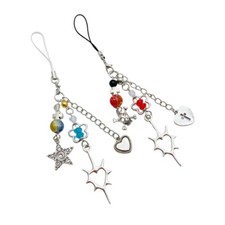 Heart Crucifix Flower Phone Strap Handmade Beaded Keychain for Fashion Lovers