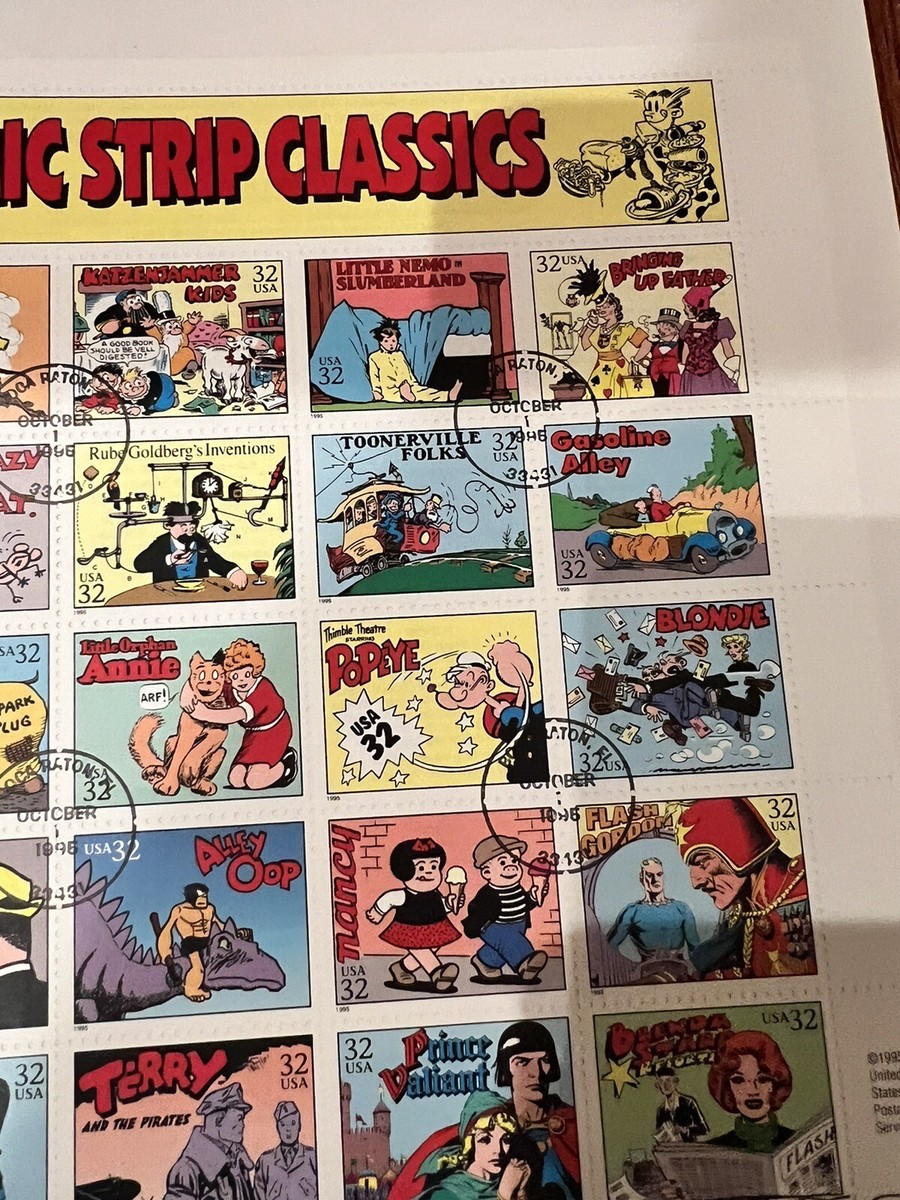 LOT of 7! VTG Comic Strip Classics Stamps First Day Issue Sheet